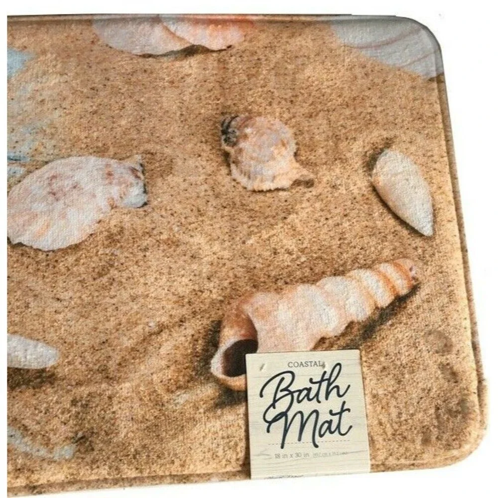 Tropical Starfish Shells Memory Foam Bathmat Beach Summer Home Non-Skid 18x30